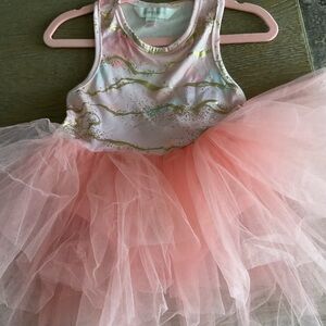 I Love Plum Pink and Gold Kids Tutu Dress Bodysuit size 6y NWOT